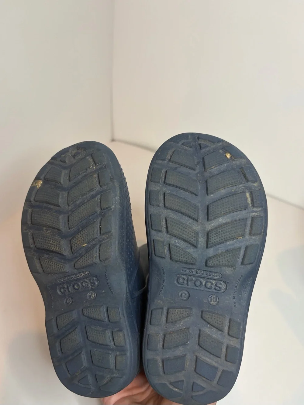 Crocs Kids Navy Blue Waterproof Rain Boots with handles Kids Size 10